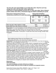 Form XR141 Extreme Risk Protection Order - Washington (English/Spanish), Page 2