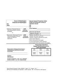 Document preview: Form WPF SA-3.015 Sexual Assault Protection Order - Washington (English/Spanish)