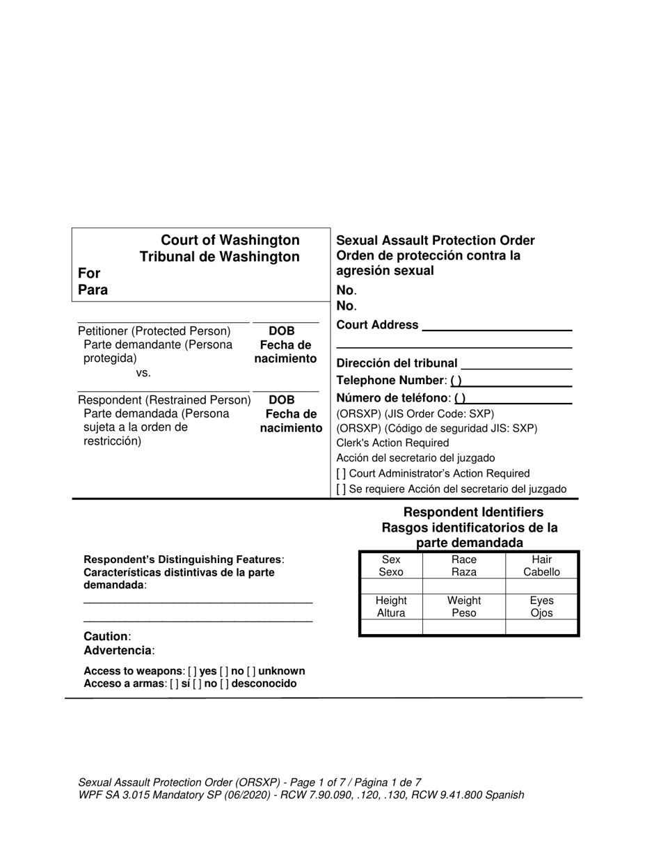 Form WPF SA 3 015 Fill Out Sign Online And Download Printable PDF