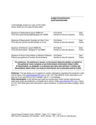 Form WPF SA-3.015 Sexual Assault Protection Order - Washington (English/Spanish), Page 7