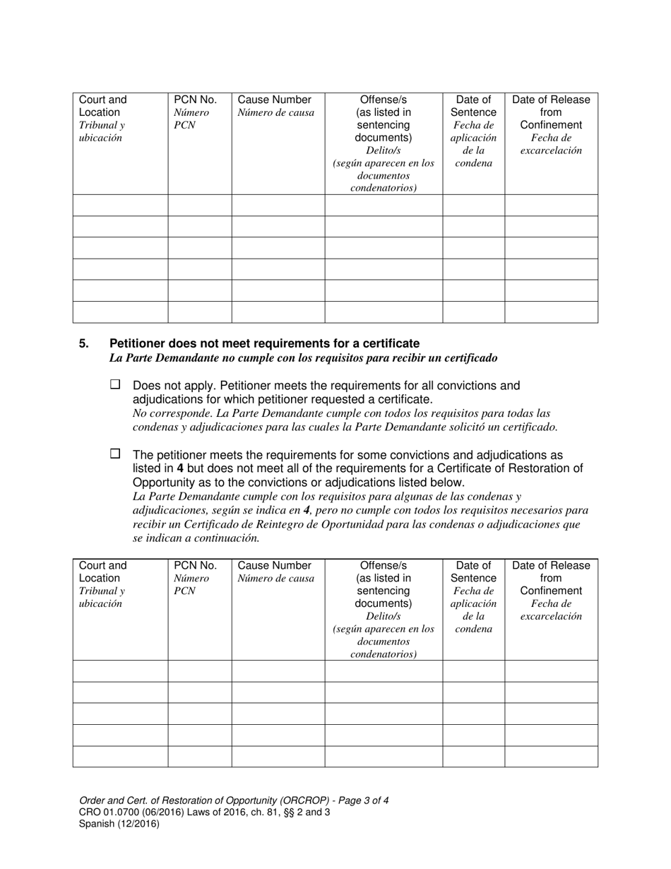 Form CRO01.0700 - Fill Out, Sign Online and Download Printable PDF ...