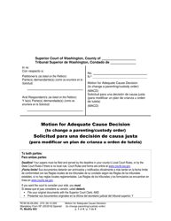 Form FL Modify603 Motion for Adequate Cause Decision (To Change a Parenting/Custody Order) - Washington (English/Spanish)