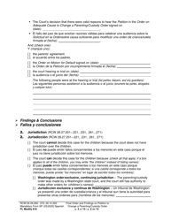 Form FL Modify610 Final Order and Findings on Petition to Change a Parenting Plan, Residential Schedule or Custody Order - Washington (English/Spanish), Page 2