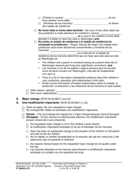 Form FL Modify610 Final Order and Findings on Petition to Change a Parenting Plan, Residential Schedule or Custody Order - Washington (English/Spanish), Page 4