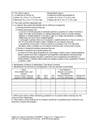 Form WPF DV-1.015 Petition for Order for Protection (Ptorprt) - Washington (English/Spanish), Page 2