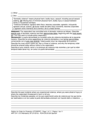 Form WPF DV-1.015 Petition for Order for Protection (Ptorprt) - Washington (English/Spanish), Page 8