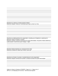 Form WPF DV-1.015 Petition for Order for Protection (Ptorprt) - Washington (English/Spanish), Page 9