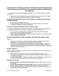 Document preview: Instrucciones para Formulario WPF DV-2.015 Temporary Order for Protection and Notice of Hearing - Washington (Spanish)