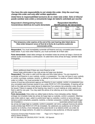 Form XR121 Temporary Extreme Risk Protection Order - Without Notice (Exrpo) - Washington (English/Spanish), Page 2