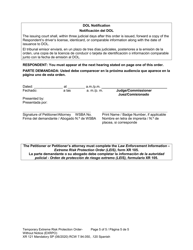 Form XR121 Temporary Extreme Risk Protection Order - Without Notice (Exrpo) - Washington (English/Spanish), Page 5