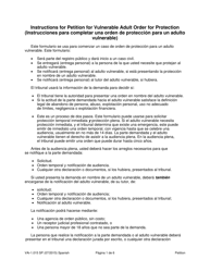 Document preview: Instrucciones para Formulario WPF VA-1.015 Petition for Vulnerable Adult Order for Protection - Washington (Spanish)