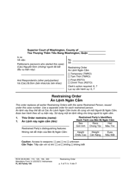 Form FL All Family150 Restraining Order - Washington (English/Vietnamese)