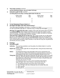 Form FL All Family150 Restraining Order - Washington (English/Vietnamese), Page 2