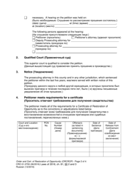 Form CRO01.0700 Order and Certificate of Restoration of Opportunity (Orcrop) - Washington (English/Russian), Page 2