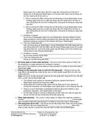 Form FL Parentage331 Petition for a Parenting Plan, Residential Schedule and/or Child Support - Washington (English/Vietnamese), Page 10