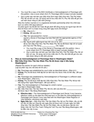 Form FL Parentage331 Petition for a Parenting Plan, Residential Schedule and/or Child Support - Washington (English/Vietnamese), Page 4