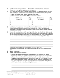Form FL Divorce221 Motion for Immediate Restraining Order (Ex Parte) - Washington (English/Vietnamese), Page 3