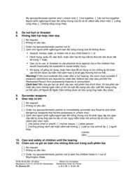 Form FL Divorce221 Motion for Immediate Restraining Order (Ex Parte) - Washington (English/Vietnamese), Page 6