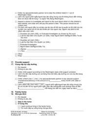 Form FL Divorce221 Motion for Immediate Restraining Order (Ex Parte) - Washington (English/Vietnamese), Page 9