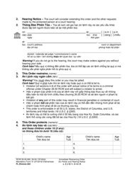 Form FL Divorce222 Immediate Restraining Order (Ex Parte) and Hearing Notice - Washington (English/Vietnamese), Page 2