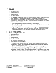 Form FL Divorce222 Immediate Restraining Order (Ex Parte) and Hearing Notice - Washington (English/Vietnamese), Page 4