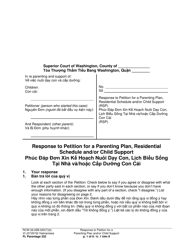 Document preview: Form FL Parentage332 Response to Petition for a Parenting Plan, Residential Schedule and/or Child Support - Washington (English/Vietnamese)