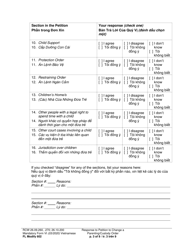 Form FL Modify602 Response to Petition to Change a Parenting Plan, Residential Schedule or Custody Order (Rsp) - Washington (English/Vietnamese), Page 3