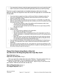 Instructions for Form XR101 Petition for an Extreme Risk Protection Order (Ptxr) - Washington (English/Vietnamese), Page 2