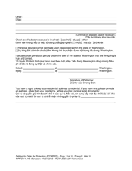 Form WPF DV-1.015 Petition for Order for Protection (Ptorprt) - Washington (English/Vietnamese), Page 11