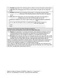 Form WPF DV-1.015 Petition for Order for Protection (Ptorprt) - Washington (English/Vietnamese), Page 6
