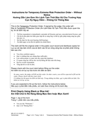 Instructions for Form XR121 Temporary Extreme Risk Protection Order - Without Notice (Exrpo) - Washington (English/Vietnamese)