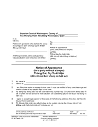 Form FL All Family118 Notice of Appearance (For a Party Without a Lawyer) - Washington (English/Vietnamese)