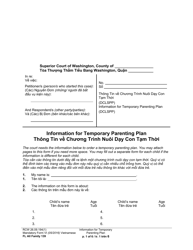 Form FL All Family139 Information for Temporary Parenting Plan - Washington (English/Vietnamese)