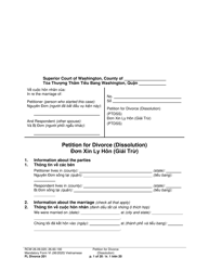 Document preview: Form FL Divorce201 Petition for Divorce (Dissolution) - Washington (English/Vietnamese)