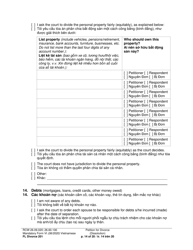 Form FL Divorce201 Petition for Divorce (Dissolution) - Washington (English/Vietnamese), Page 14