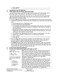 Form FL Divorce201 Petition for Divorce (Dissolution) - Washington (English/Vietnamese), Page 3
