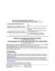 Document preview: Form FL Divorce223 Motion for Temporary Family Law Order - Washington (English/Vietnamese)