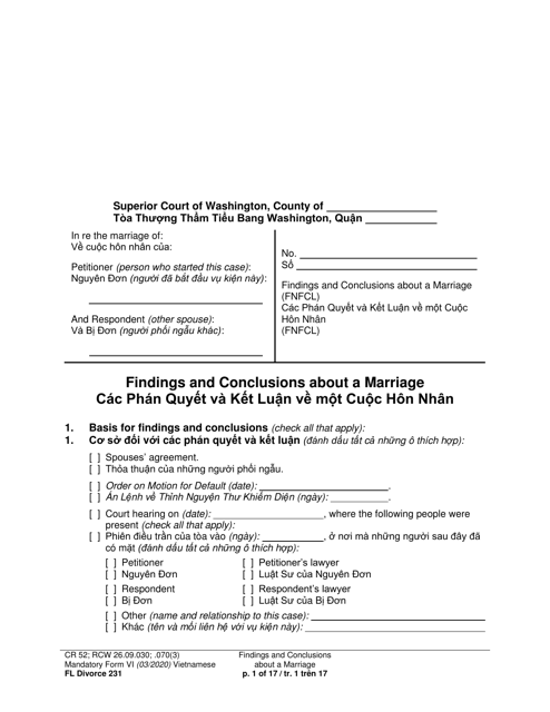 Form FL Divorce231  Printable Pdf
