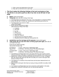 Form FL Divorce231 Findings and Conclusions About a Marriage - Washington (English/Vietnamese), Page 2