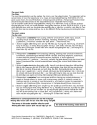 Form WPF DV-2.015 Temporary Order for Protection and Notice of Hearing (Tmorprt) - Washington (English/Vietnamese), Page 2