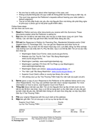 Form FL Parentage330 Summons: Notice About Petition for Parenting Plan, Residential Schedule and/or Child Support - Washington (English/Vietnamese), Page 2