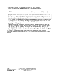 Form FL Parentage330 Summons: Notice About Petition for Parenting Plan, Residential Schedule and/or Child Support - Washington (English/Vietnamese), Page 4