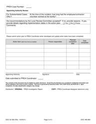 Form DOC02-383 Local Prea Investigation Review Checklist - Washington, Page 3