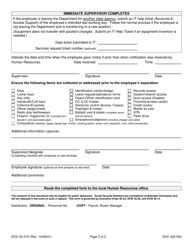 Form DOC03-315 Employee Separation Notice - Washington, Page 2