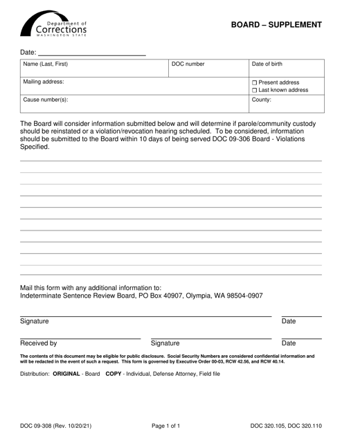Form DOC09-308  Printable Pdf