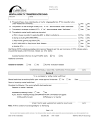 Form DOC13-465 Mental Health Transfer Screening - Washington, Page 2