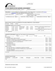 Document preview: Form DOC13-557 Close Observation Nursing Assessment - Washington