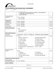 Form DOC13-558 Close Observation Suicide Risk Assessment - Washington, Page 3