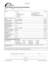Form DOC13-558 Close Observation Suicide Risk Assessment - Washington, Page 4