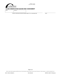 Form DOC13-558 Close Observation Suicide Risk Assessment - Washington, Page 5